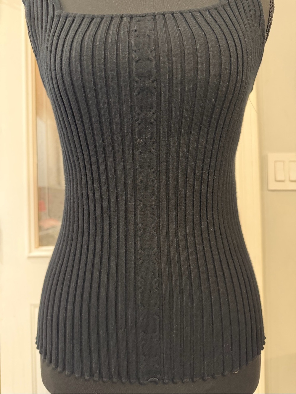 Belldini Black Ribbed Square-Neck Tank - Picture 4 of 5